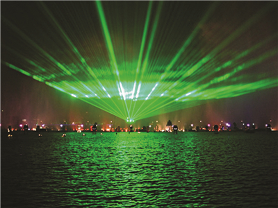 Green laser beam show